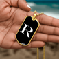 Initial R v3a - 18k Gold Finished Luxury Dog Tag Necklace