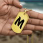 Initial M v1b - 18k Gold Finished Luxury Dog Tag Necklace