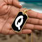Initial Q v3b - 18k Gold Finished Luxury Dog Tag Necklace