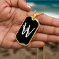 Initial W v001-33 - 18k Gold Finished Luxury Dog Tag Necklace