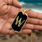 Initial W v001-32 - 18k Gold Finished Luxury Dog Tag Necklace