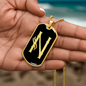 Initial N v001-32 - 18k Gold Finished Luxury Dog Tag Necklace