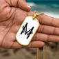 Initial M v001-34 - 18k Gold Finished Luxury Dog Tag Necklace
