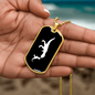 Mama Dinosaur With 1 Hatchling v3 - 18k Gold Finished Luxury Dog Tag Necklace