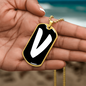 Initial V v3b - 18k Gold Finished Luxury Dog Tag Necklace