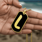 Initial L v2b - 18k Gold Finished Luxury Dog Tag Necklace