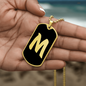 Initial M v2b - 18k Gold Finished Luxury Dog Tag Necklace
