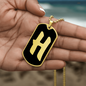 Initial H v2b - 18k Gold Finished Luxury Dog Tag Necklace