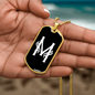 Initial M v001-33 - 18k Gold Finished Luxury Dog Tag Necklace