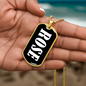 Rose v01w - 18k Gold Finished Luxury Dog Tag Necklace