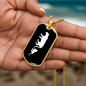 Mama Lioness With 1 Cub v3 - 18k Gold Finished Luxury Dog Tag Necklace