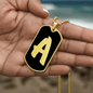 Initial A v2b - 18k Gold Finished Luxury Dog Tag Necklace
