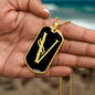 Initial V v001-32 - 18k Gold Finished Luxury Dog Tag Necklace
