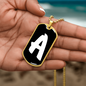Initial A v3b - 18k Gold Finished Luxury Dog Tag Necklace