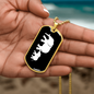Mama Elephant With 1 Calf v3 - 18k Gold Finished Luxury Dog Tag Necklace