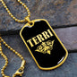 Terri v02a - 18k Gold Finished Luxury Dog Tag Necklace
