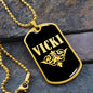Vicki v02a - 18k Gold Finished Luxury Dog Tag Necklace