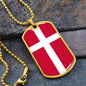 Danish Flag - 18k Gold Finished Luxury Dog Tag Necklace