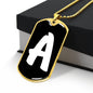 Initial A v3b - 18k Gold Finished Luxury Dog Tag Necklace