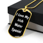 Love My Irish Water Spaniel v6 - 18k Gold Finished Luxury Dog Tag Necklace