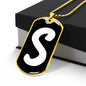 Initial S v3b - 18k Gold Finished Luxury Dog Tag Necklace