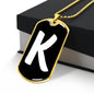 Initial K v3b - 18k Gold Finished Luxury Dog Tag Necklace
