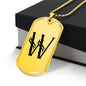 Initial W v001-31 - 18k Gold Finished Luxury Dog Tag Necklace