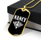 Nancy v03a - 18k Gold Finished Luxury Dog Tag Necklace