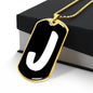 Initial J v3b - 18k Gold Finished Luxury Dog Tag Necklace