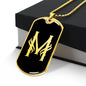 Initial M v001-32 - 18k Gold Finished Luxury Dog Tag Necklace