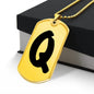 Initial Q v1b - 18k Gold Finished Luxury Dog Tag Necklace