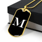 Initial M v3a - 18k Gold Finished Luxury Dog Tag Necklace