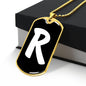 Initial R v3b - 18k Gold Finished Luxury Dog Tag Necklace