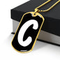 Initial C v3b - 18k Gold Finished Luxury Dog Tag Necklace