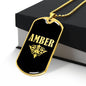 Amber v02a - 18k Gold Finished Luxury Dog Tag Necklace