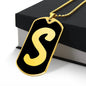 Initial S v2b - 18k Gold Finished Luxury Dog Tag Necklace