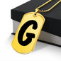 Initial G v1b - 18k Gold Finished Luxury Dog Tag Necklace