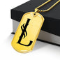 Initial L v001-31 - 18k Gold Finished Luxury Dog Tag Necklace
