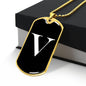Initial V v3a - 18k Gold Finished Luxury Dog Tag Necklace