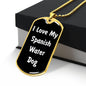 Love My Spanish Water Dog v6 - 18k Gold Finished Luxury Dog Tag Necklace
