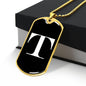 Initial T v3a - 18k Gold Finished Luxury Dog Tag Necklace