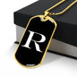 Initial R v3a - 18k Gold Finished Luxury Dog Tag Necklace