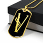Initial V v001-32 - 18k Gold Finished Luxury Dog Tag Necklace