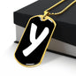 Initial Y v3b - 18k Gold Finished Luxury Dog Tag Necklace