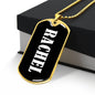 Rachel v01w - 18k Gold Finished Luxury Dog Tag Necklace