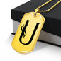 Initial U v001-31 - 18k Gold Finished Luxury Dog Tag Necklace