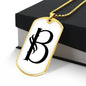 Initial B v001-34 - 18k Gold Finished Luxury Dog Tag Necklace