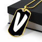 Initial V v3b - 18k Gold Finished Luxury Dog Tag Necklace