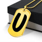 Initial U v1b - 18k Gold Finished Luxury Dog Tag Necklace