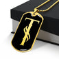 Initial T v001-32 - 18k Gold Finished Luxury Dog Tag Necklace